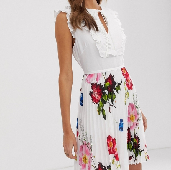 🔥HP🔥NWT TED BAKER PLEATED BIB SKIRT DRESS - Picture 4 of 11